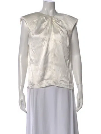 Pre-owned Frame Silk Crew Neck Blouse In White