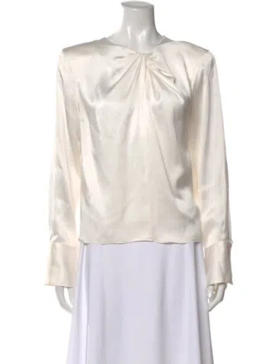Pre-owned Frame Silk Crew Neck Blouse In White