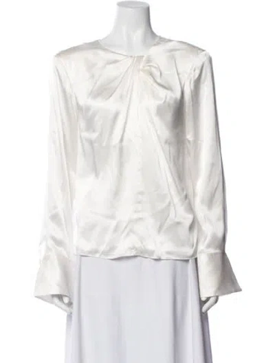 Pre-owned Frame Silk Crew Neck Blouse In White