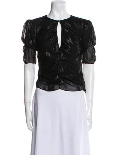 Pre-owned Frame Silk Crew Neck Crop Top In Black