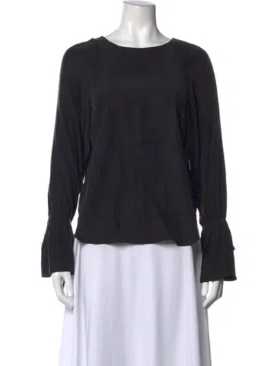 Pre-owned Frame Silk Crew Neck Top In Black
