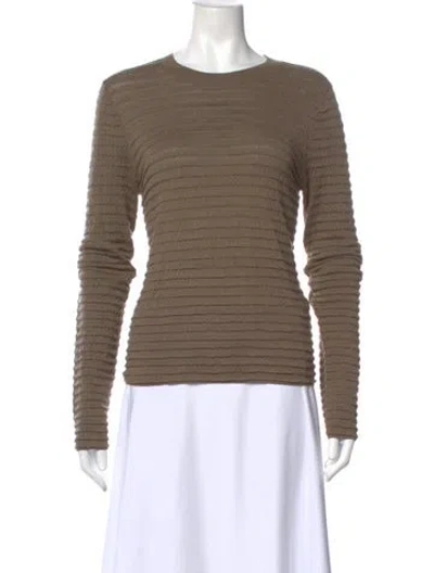 Pre-owned Frame Silk Crew Neck Top In Green