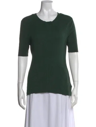 Pre-owned Frame Silk Crew Neck Top In Green