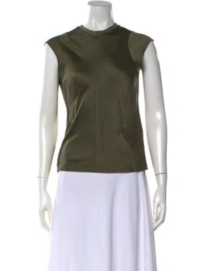 Pre-owned Frame Silk Crew Neck Top In Green