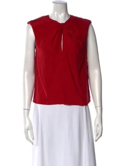 Pre-owned Frame Silk Crew Neck Top In Red