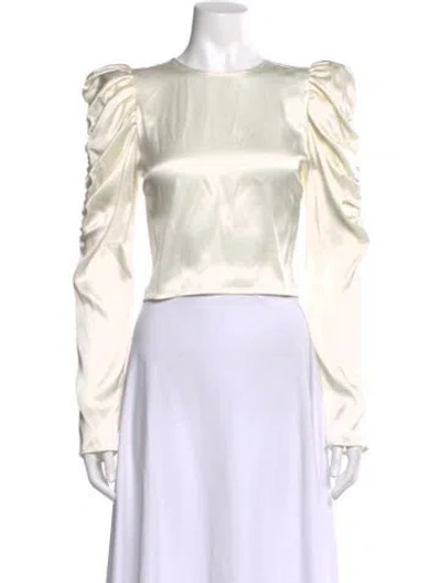 Pre-owned Frame Silk Crew Neck Top In White
