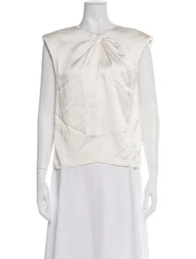 Pre-owned Frame Silk Crew Neck Top In White