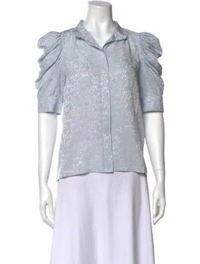 Pre-owned Frame Silk Floral Print Blouse In Blue