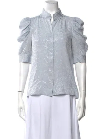 Pre-owned Frame Silk Floral Print Blouse In Blue