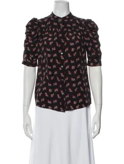 Pre-owned Frame Silk Floral Print Blouse In Multi