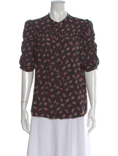 Pre-owned Frame Silk Floral Print Blouse In Multi