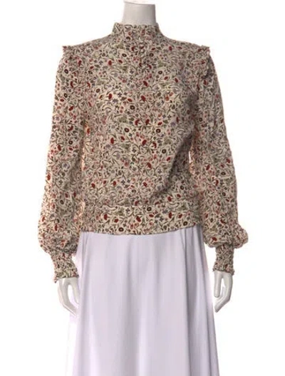 Pre-owned Frame Silk Floral Print Blouse In Neutrals