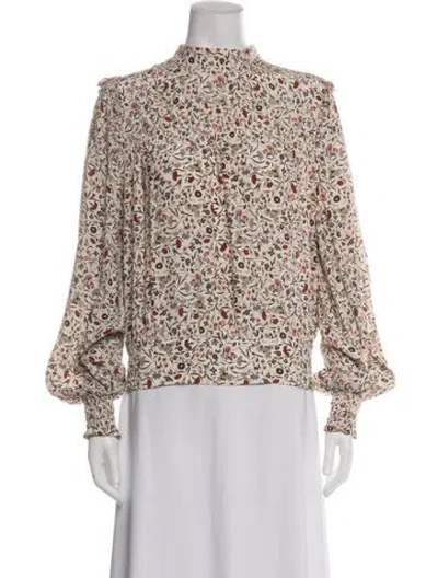 Pre-owned Frame Silk Floral Print Blouse In Neutrals