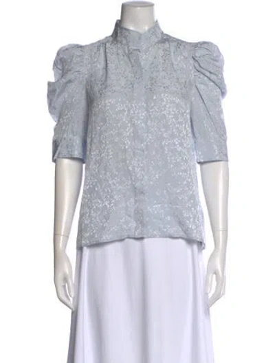 Pre-owned Frame Silk Floral Print Blouse W/ Tags In Blue