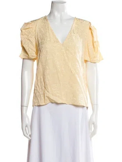 Pre-owned Frame Silk Floral Print Blouse In Yellow