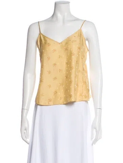 Pre-owned Frame Silk Floral Print Top In Yellow