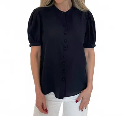 Frame Silk Gathered Top In Navy