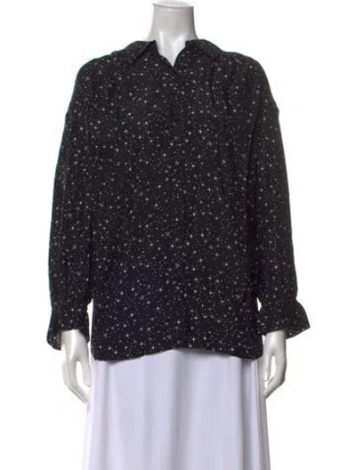 Pre-owned Frame Silk Graphic Print Blouse In Black