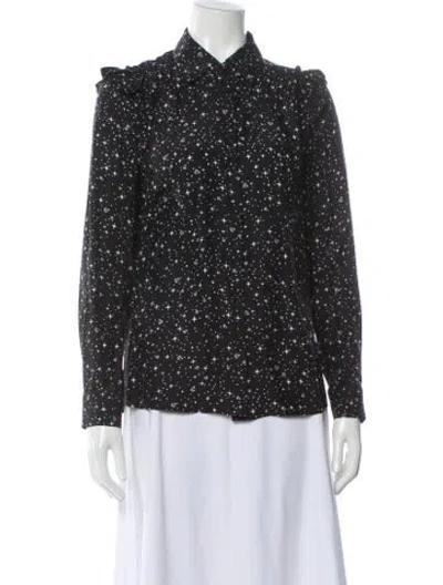 Pre-owned Frame Silk Graphic Print Top In Black