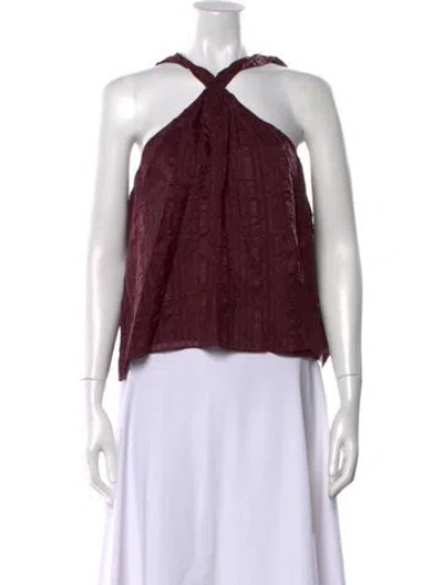 Pre-owned Frame Silk Halterneck Top In Burgundy