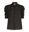 Frame Silk Houndstooth Gillian Top In Brown