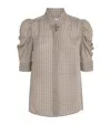 Frame Silk Houndstooth Gillian Top In Neutral