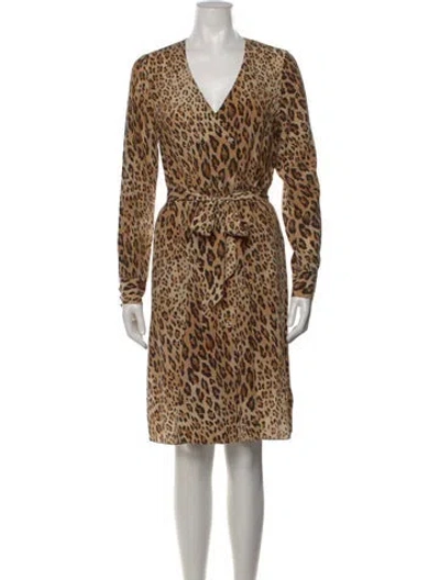Pre-owned Frame Silk Knee-length Dress In Brown