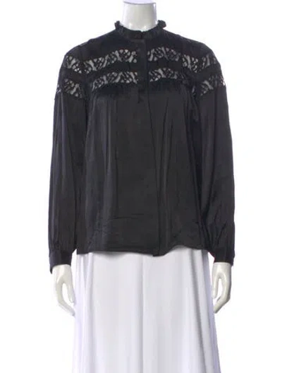 Pre-owned Frame Silk Lace Pattern Blouse In Gray