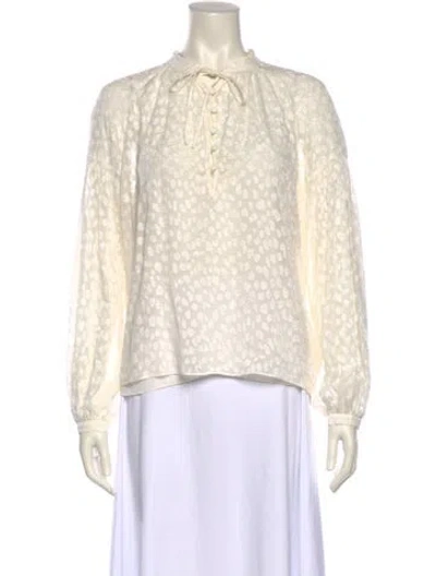 Pre-owned Frame Silk Lace Pattern Blouse In White