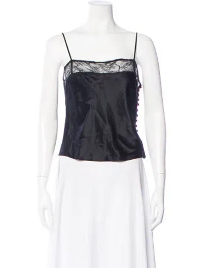 Pre-owned Frame Silk Lace Pattern Top In Black