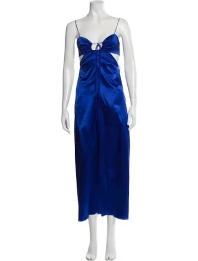 Pre-owned Frame Silk Long Dress In Blue