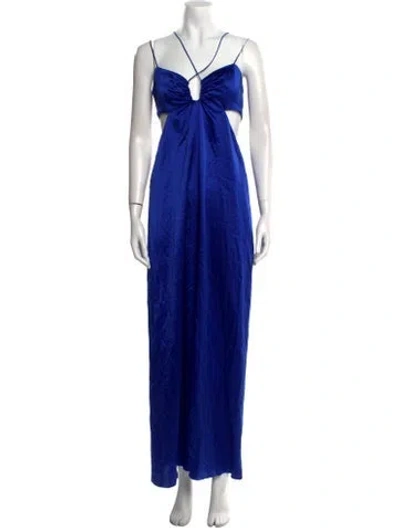 Pre-owned Frame Silk Long Dress In Blue