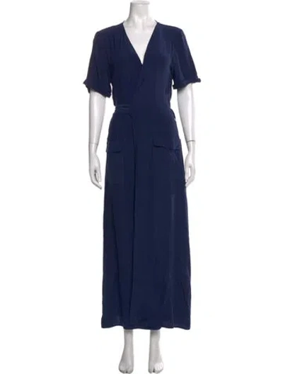 Pre-owned Frame Silk Long Dress In Blue