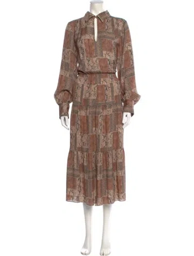 Pre-owned Frame Silk Long Dress In Brown