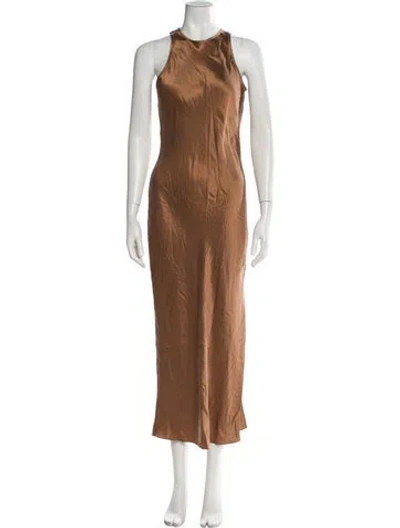 Pre-owned Frame Silk Long Dress In Brown