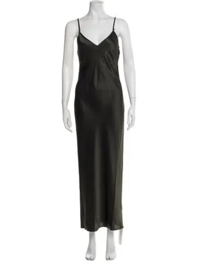 Pre-owned Frame Silk Long Dress In Green