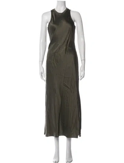 Pre-owned Frame Silk Long Dress In Green