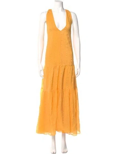 Pre-owned Frame Silk Long Dress In Orange