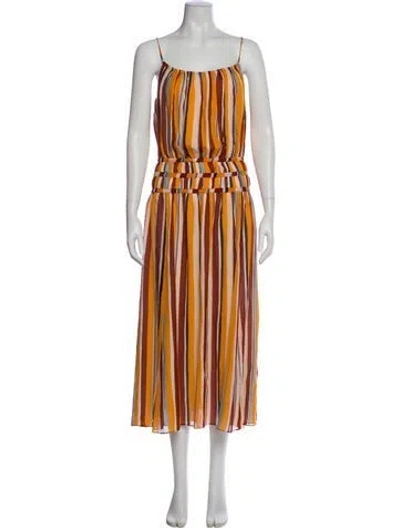 Pre-owned Frame Silk Long Dress In Orange