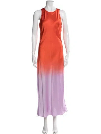 Pre-owned Frame Silk Long Dress In Orange