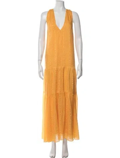 Pre-owned Frame Silk Long Dress In Orange