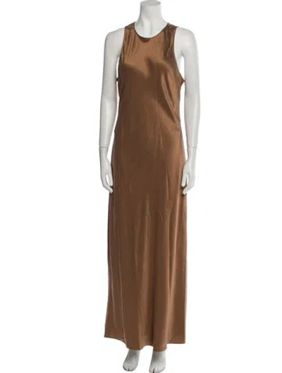 Pre-owned Frame Silk Long Dress W/ Tags In Brown