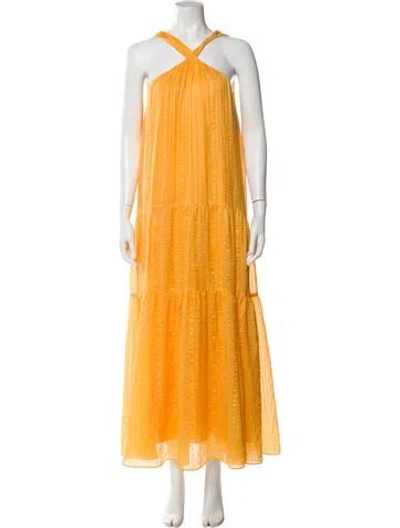 Pre-owned Frame Silk Long Dress In Yellow