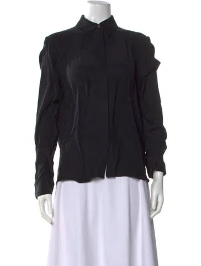 Pre-owned Frame Silk Long Sleeve Blouse In Black