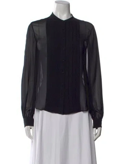 Pre-owned Frame Silk Long Sleeve Blouse In Black