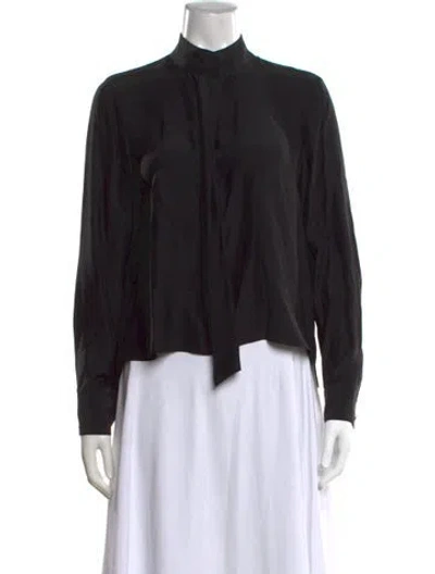 Pre-owned Frame Silk Long Sleeve Blouse In Black