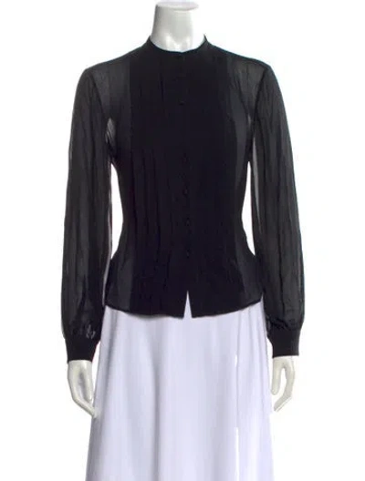 Pre-owned Frame Silk Long Sleeve Blouse In Black