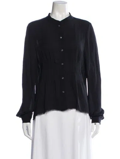 Pre-owned Frame Silk Long Sleeve Blouse In Black