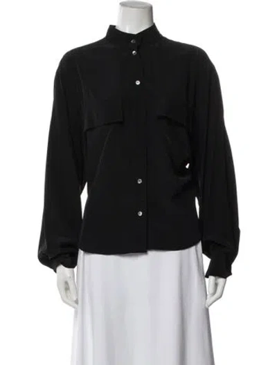Pre-owned Frame Silk Long Sleeve Blouse In Blue