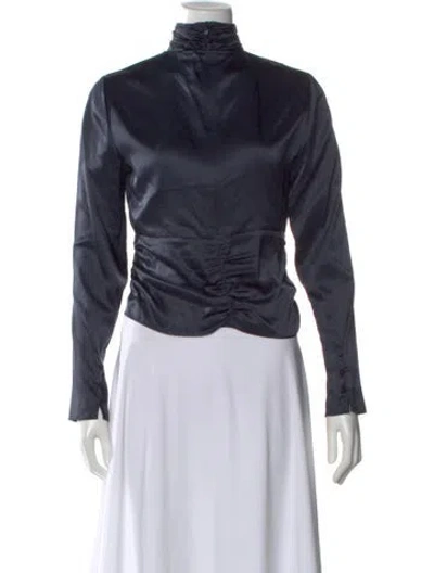 Pre-owned Frame Silk Long Sleeve Blouse In Blue